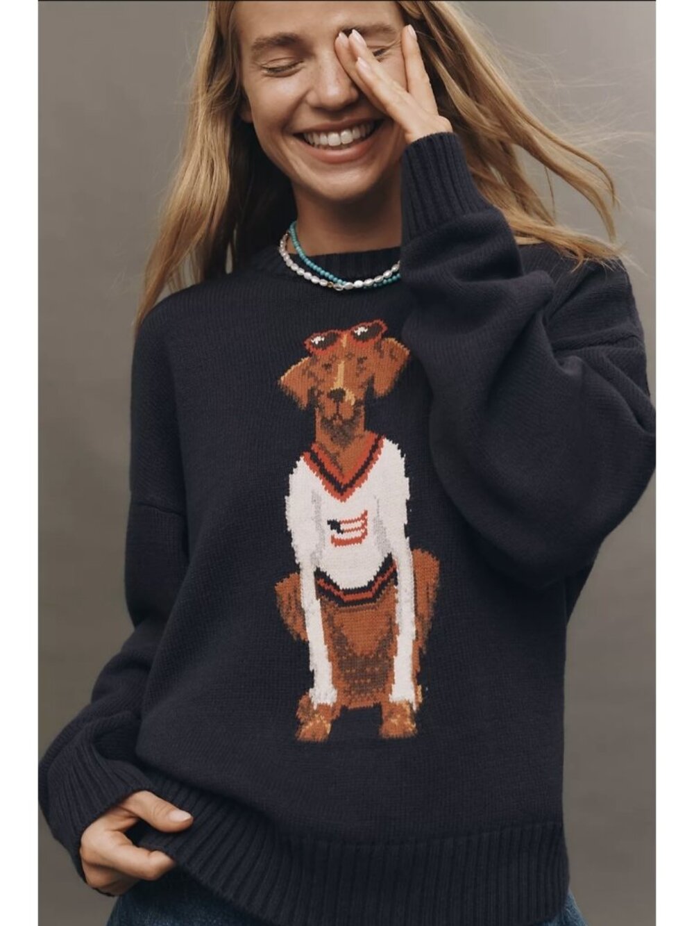 Anthropologie Porridge Jolene Pullover Americana Dog Sweater XS NWT